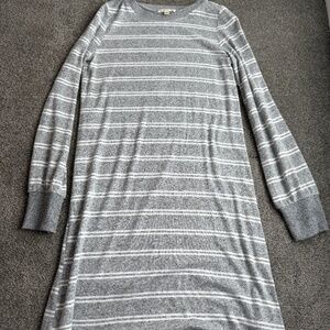 TUCKER + TATE Girls Size XL (14-16) Gray/Ivory Stripe Sweater Dress - NWT